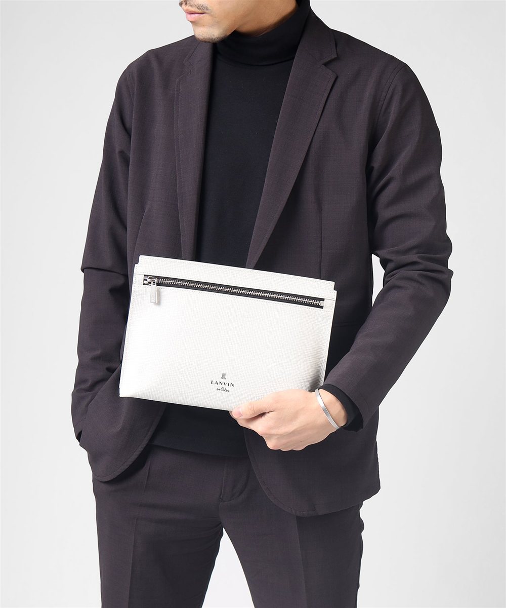 ランバン オン ブルー ゼブダ レザークラッチバッグ