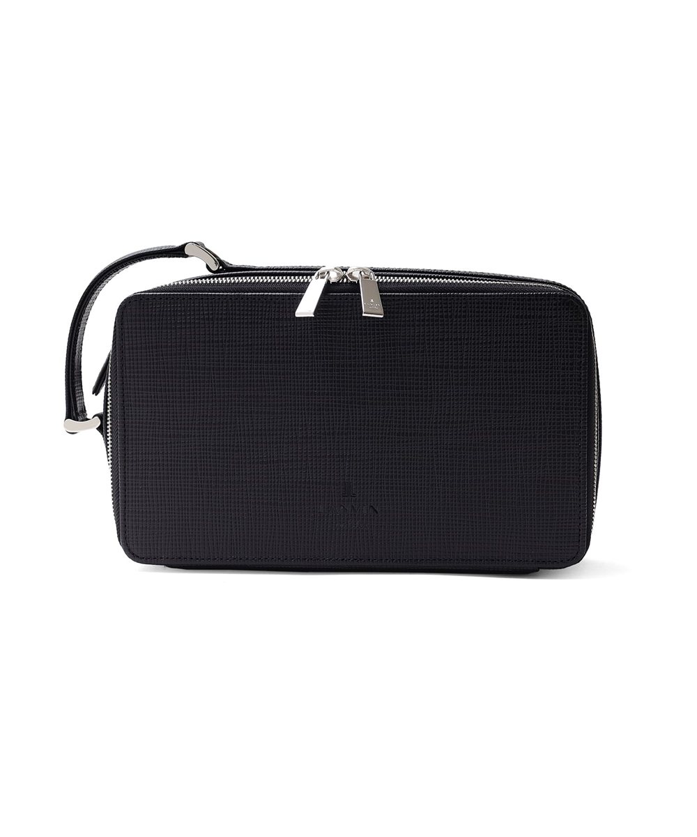 ランバン オン ブルー ゼブダ レザーポーチ ダブルファスナー