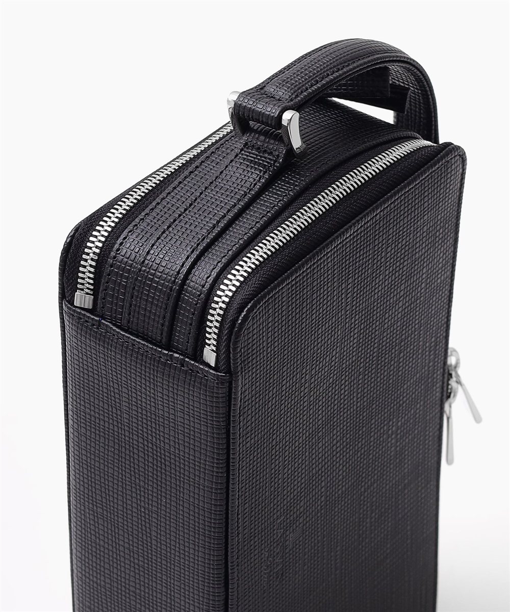 ランバン オン ブルー ゼブダ レザーポーチ ダブルファスナー