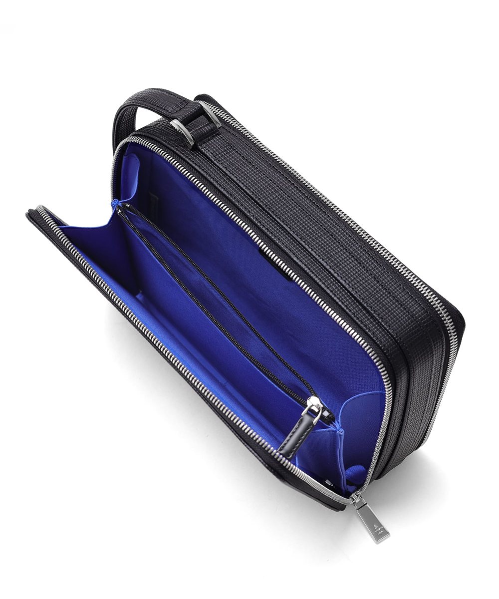 ランバン オン ブルー ゼブダ レザーポーチ ダブルファスナー