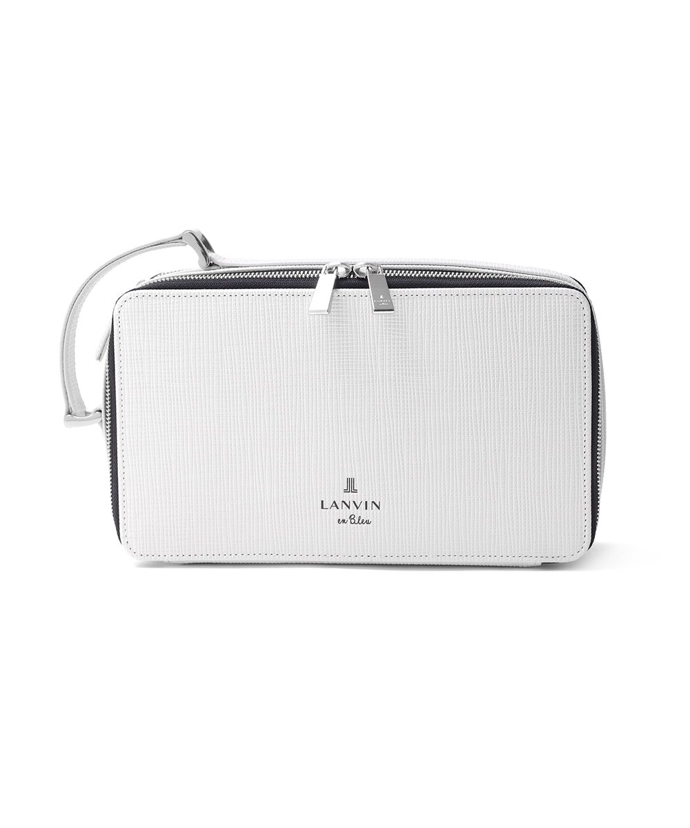 ランバン オン ブルー ゼブダ レザーポーチ ダブルファスナー