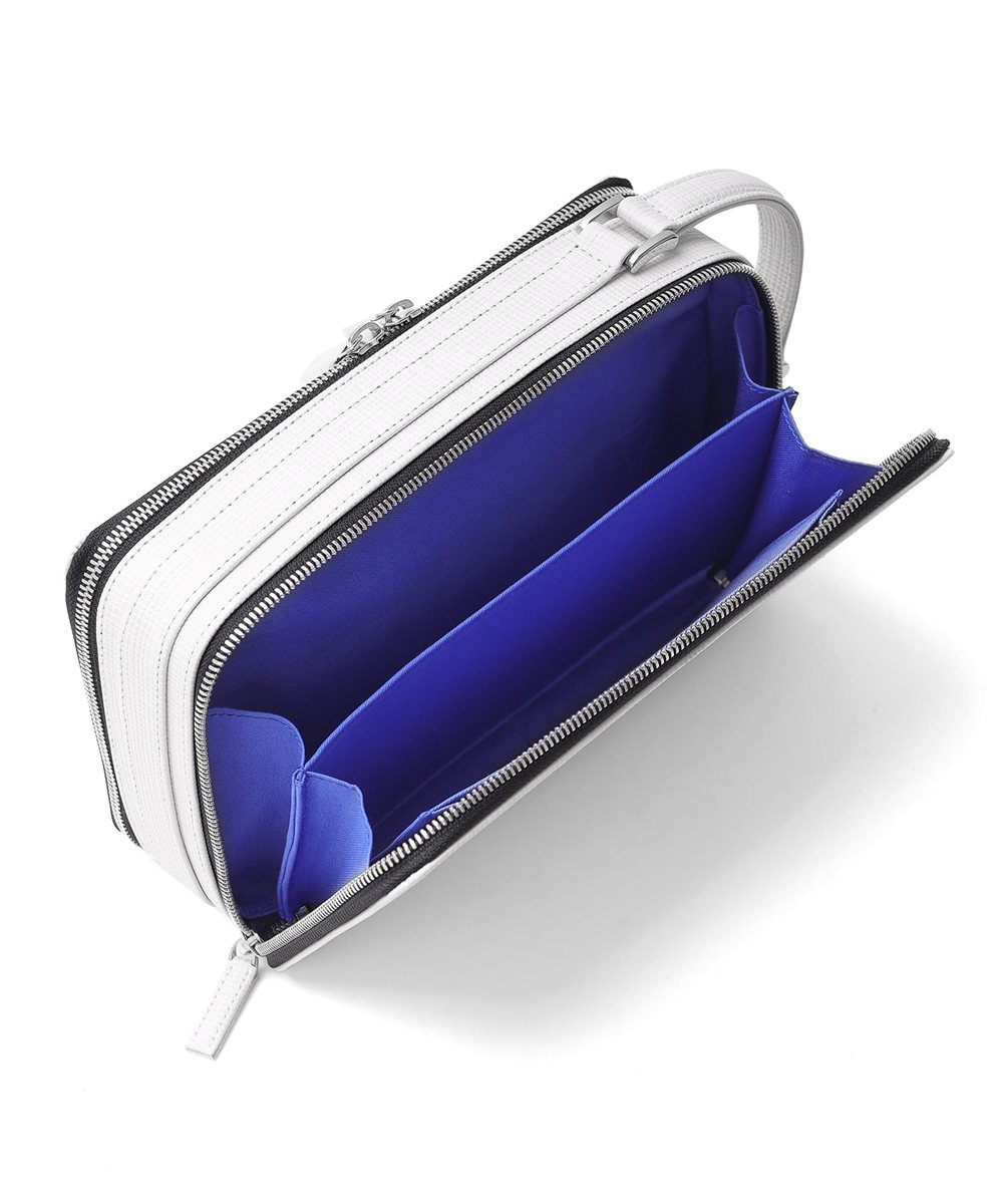 ランバン オン ブルー ゼブダ レザーポーチ ダブルファスナー