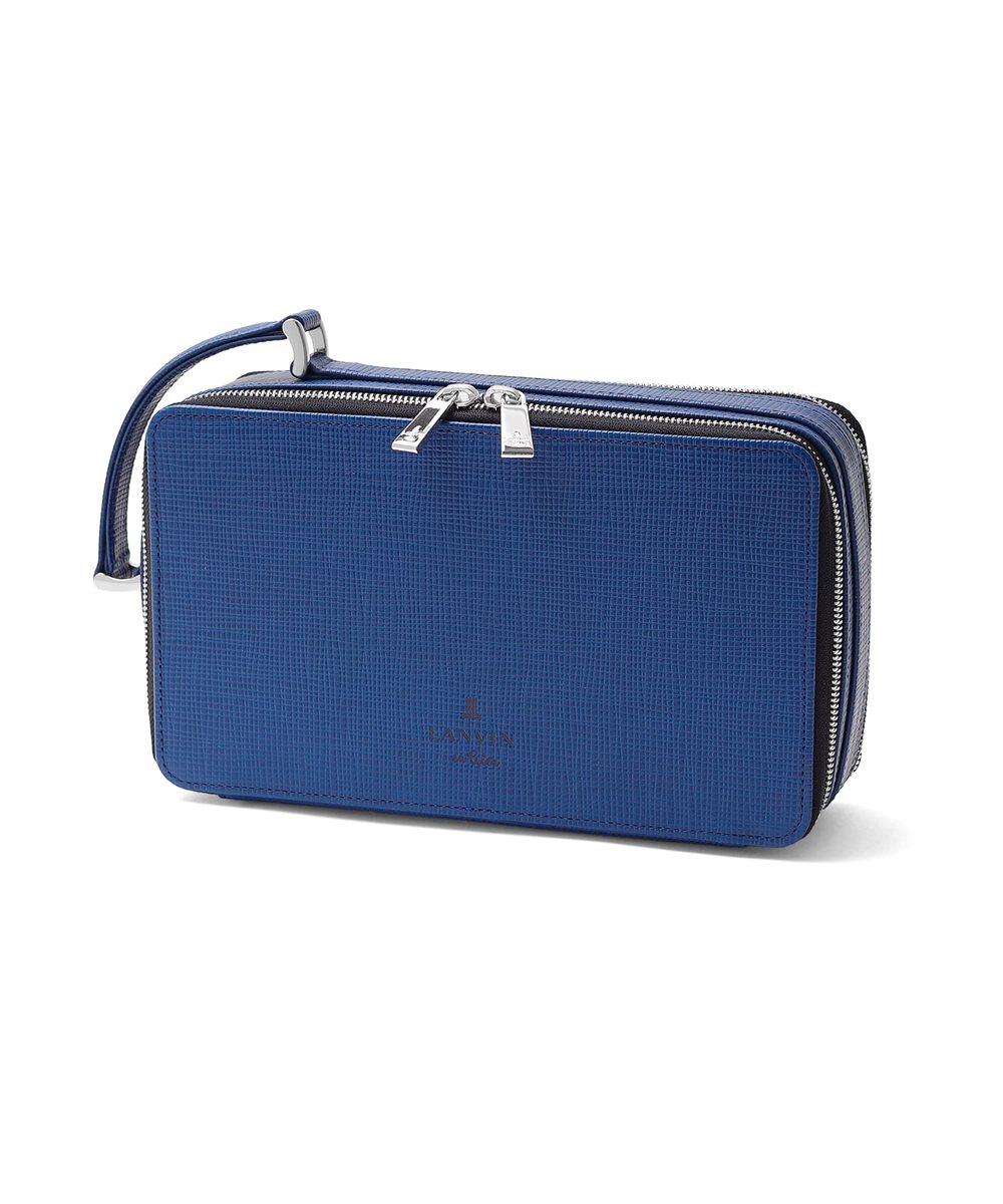 ランバン オン ブルー ゼブダ レザーポーチ ダブルファスナー