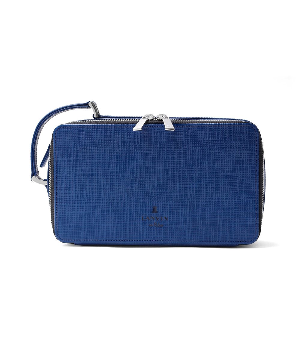 ランバン オン ブルー ゼブダ レザーポーチ ダブルファスナー