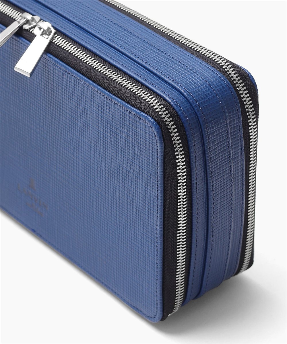ランバン オン ブルー ゼブダ レザーポーチ ダブルファスナー