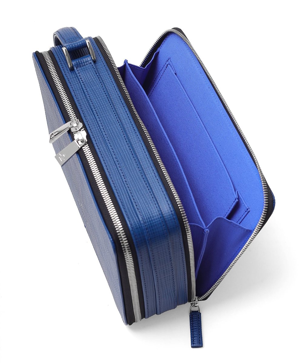 ランバン オン ブルー ゼブダ レザーポーチ ダブルファスナー