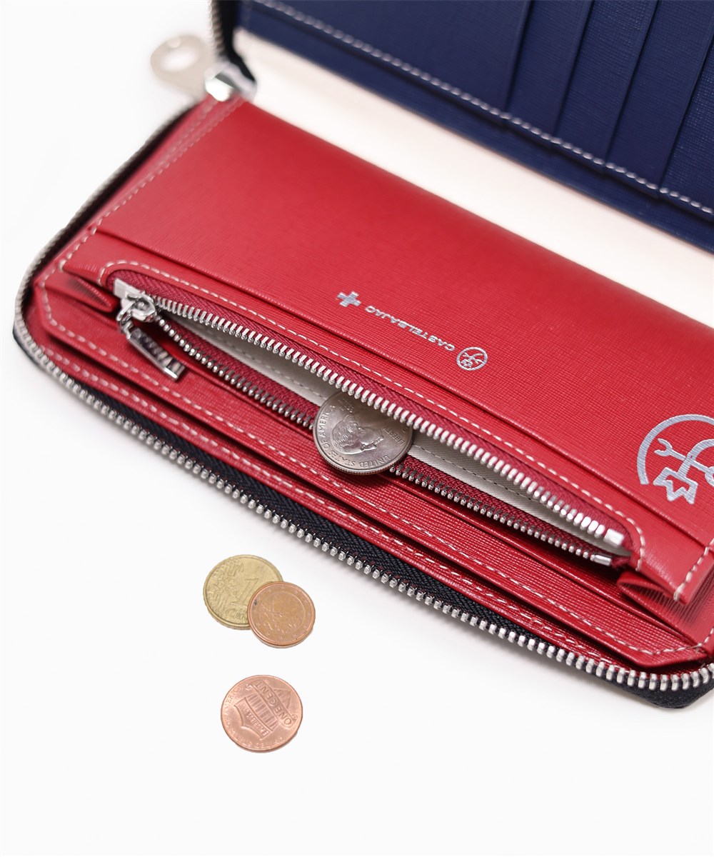 カステルバジャック クワトロ ラウンドファスナー長財布 カード段15