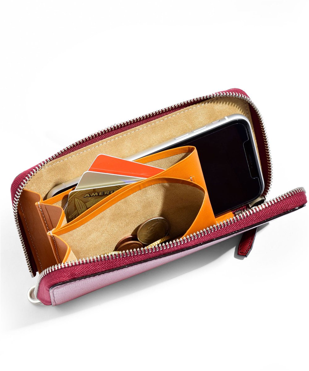 フジタカ デバイス ラウンドファスナー長財布 スマートフォンウォレット