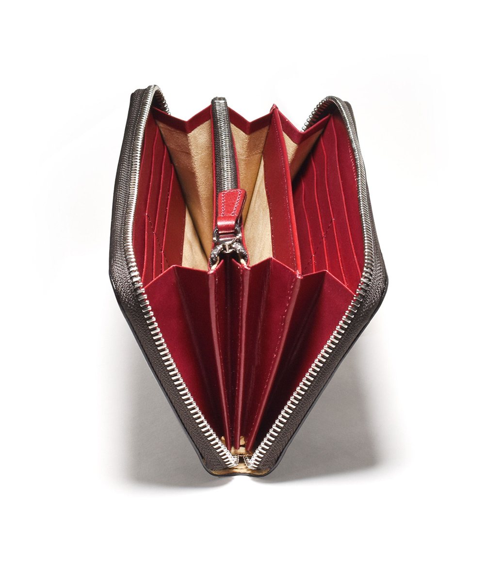 フジタカ フォール オイルコードバン ラウンドファスナー長財布 カード段16