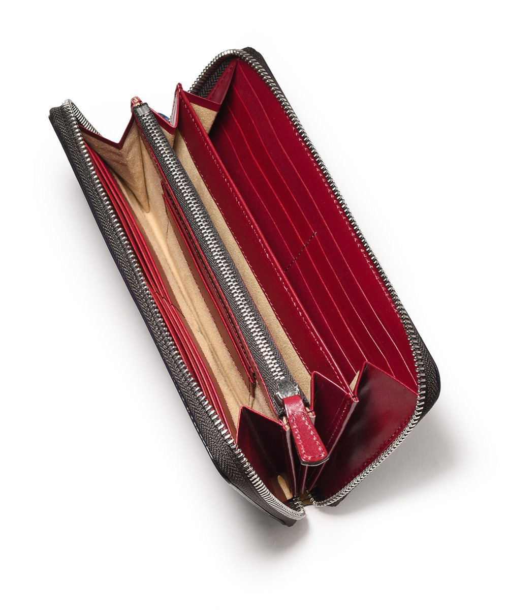 フジタカ フォール オイルコードバン ラウンドファスナー長財布 カード段16