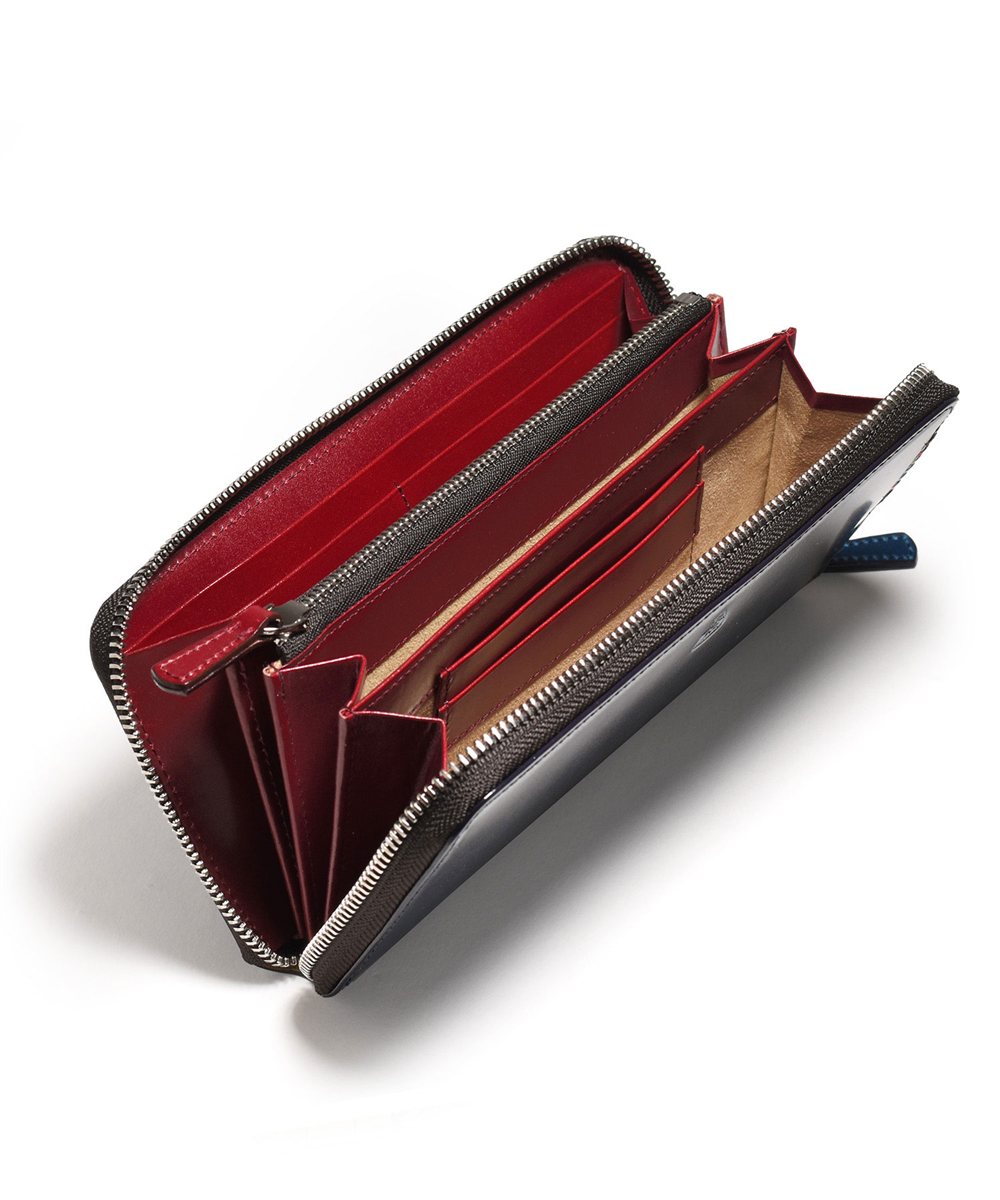 フジタカ フォール オイルコードバン ラウンドファスナー長財布 カード段16