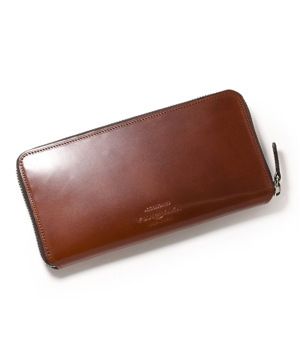 フジタカ フォール オイルコードバン ラウンドファスナー長財布 カード段16