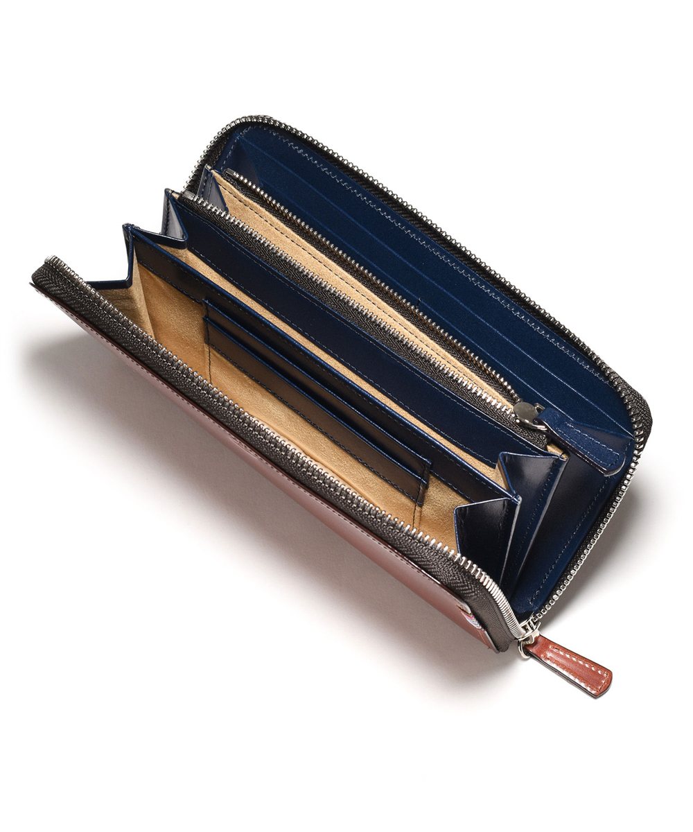 フジタカ フォール オイルコードバン ラウンドファスナー長財布 カード段16