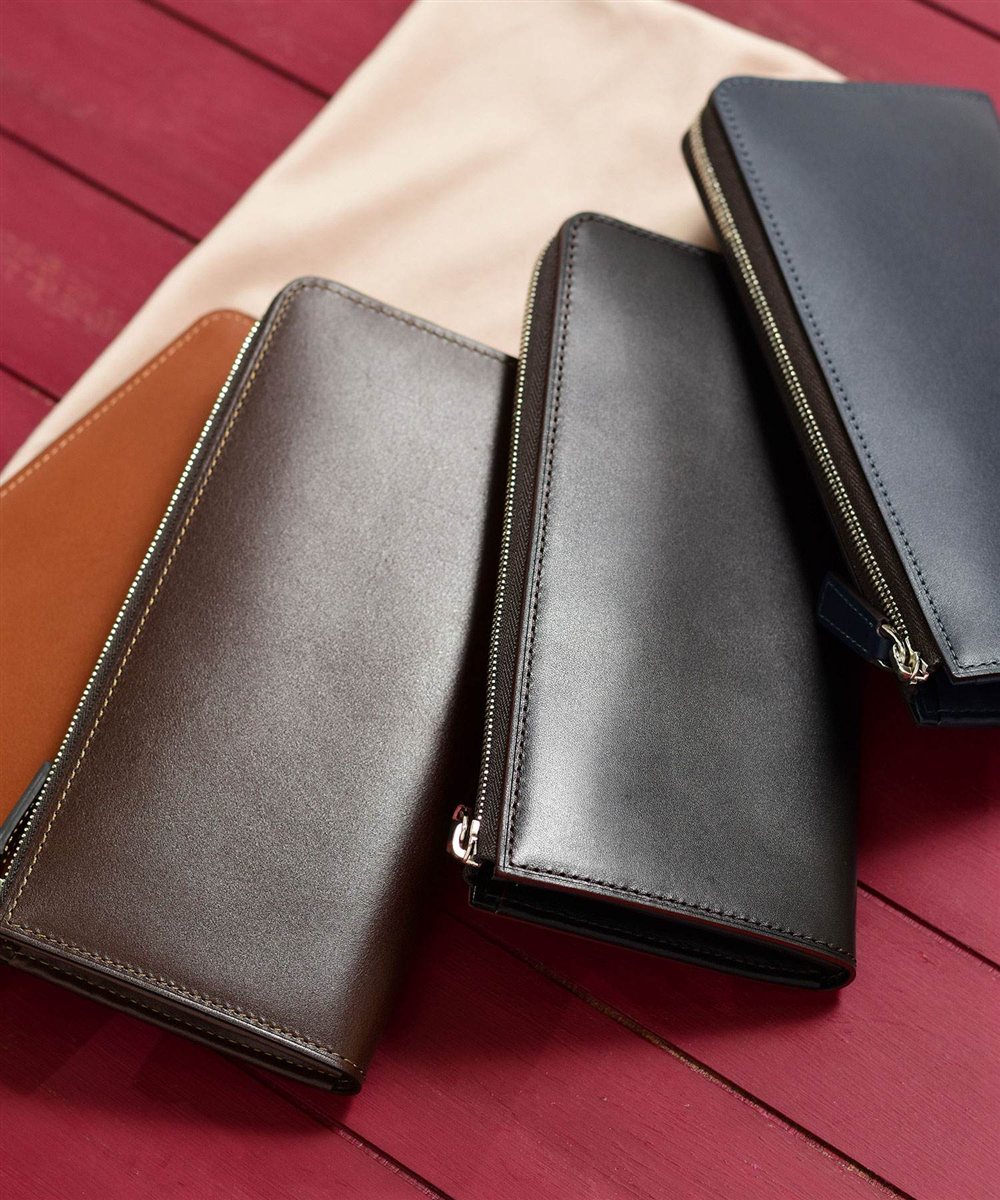 フジタカ デュプイ ボックスカーフ ボックス 長財布 L字ファスナー カード段12