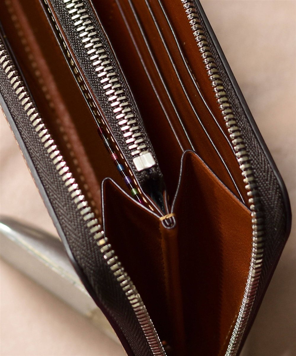 フジタカ デュプイ ボックスカーフ ボックス 長財布 L字ファスナー カード段12