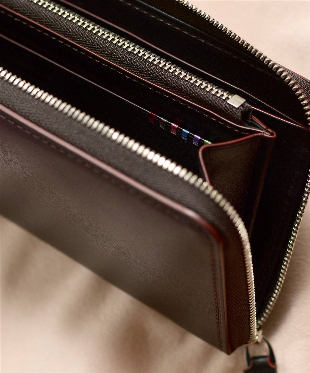 フジタカ デュプイ ボックスカーフ ボックス 長財布 L字ファスナー カード段12