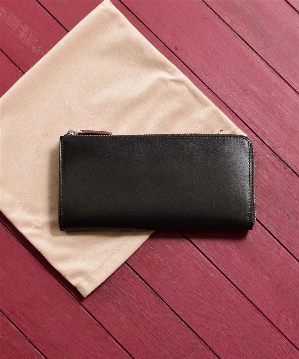 フジタカ デュプイ ボックスカーフ ボックス 長財布 L字ファスナー カード段12