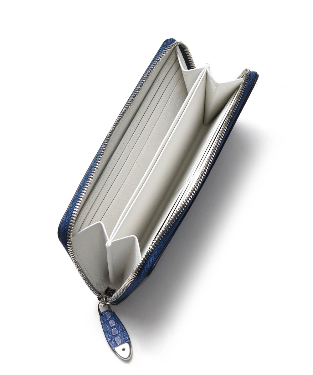 フジタカ グランブルー クロコダイル ラウンドファスナー長財布 純札 カード段12