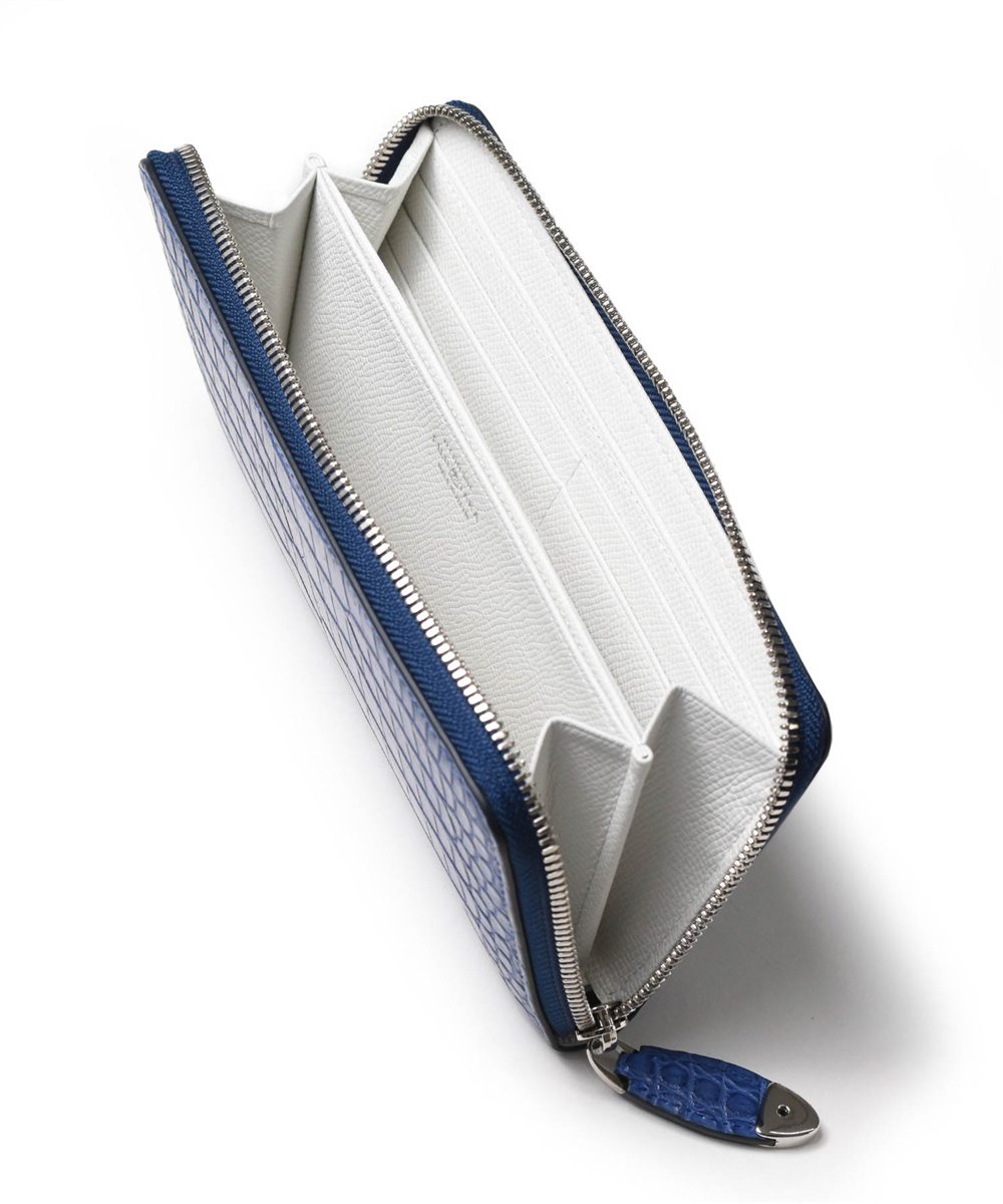 フジタカ グランブルー クロコダイル ラウンドファスナー長財布 純札 カード段12