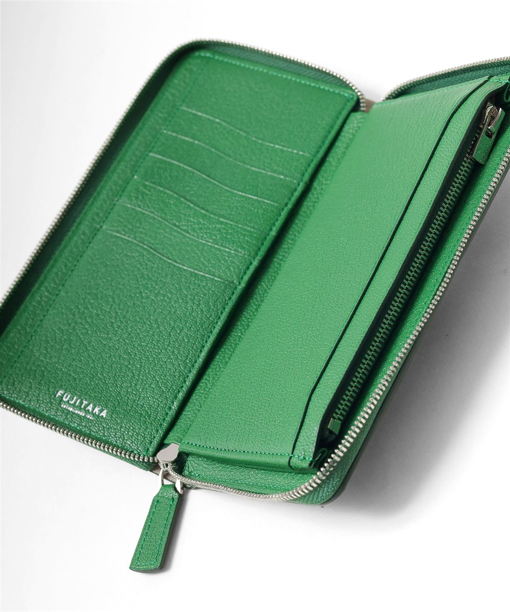 フジタカ シェーブル ゴートレザー ラウンドファスナー長財布 カード段6