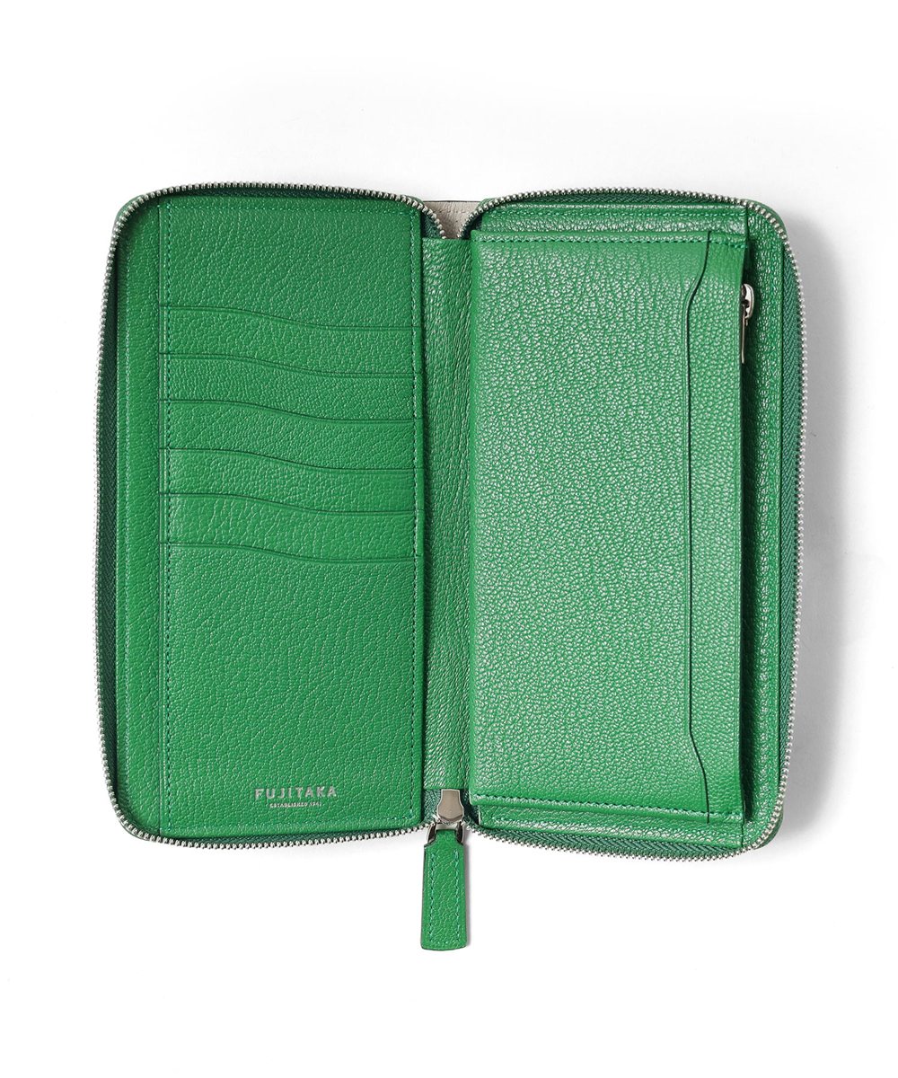 フジタカ シェーブル ゴートレザー ラウンドファスナー長財布 カード段6