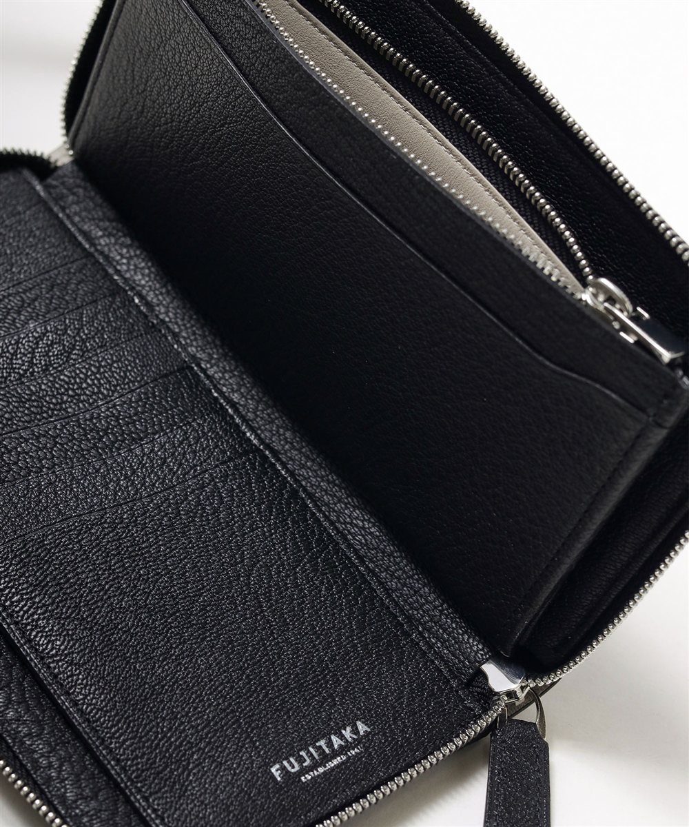 フジタカ シェーブル ゴートレザー ラウンドファスナー長財布 カード段6