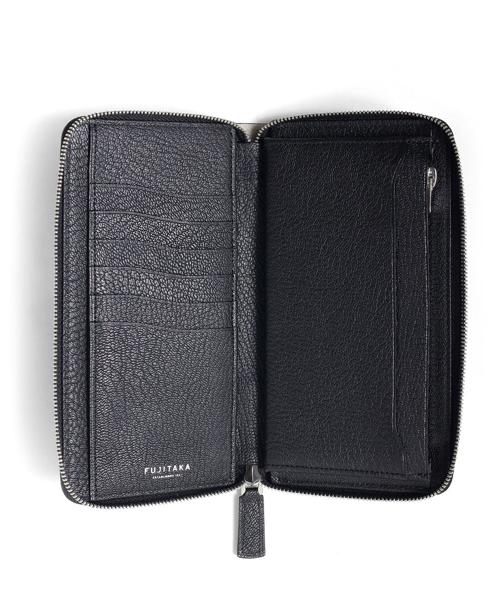 フジタカ シェーブル ゴートレザー ラウンドファスナー長財布 カード段6