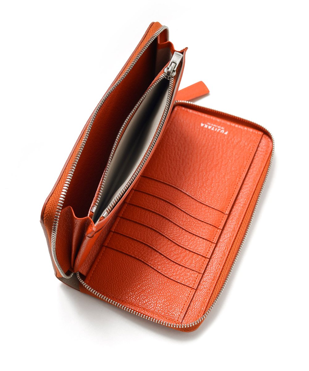 フジタカ シェーブル ゴートレザー ラウンドファスナー長財布 カード段6