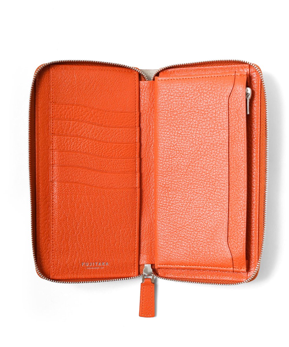フジタカ シェーブル ゴートレザー ラウンドファスナー長財布 カード段6