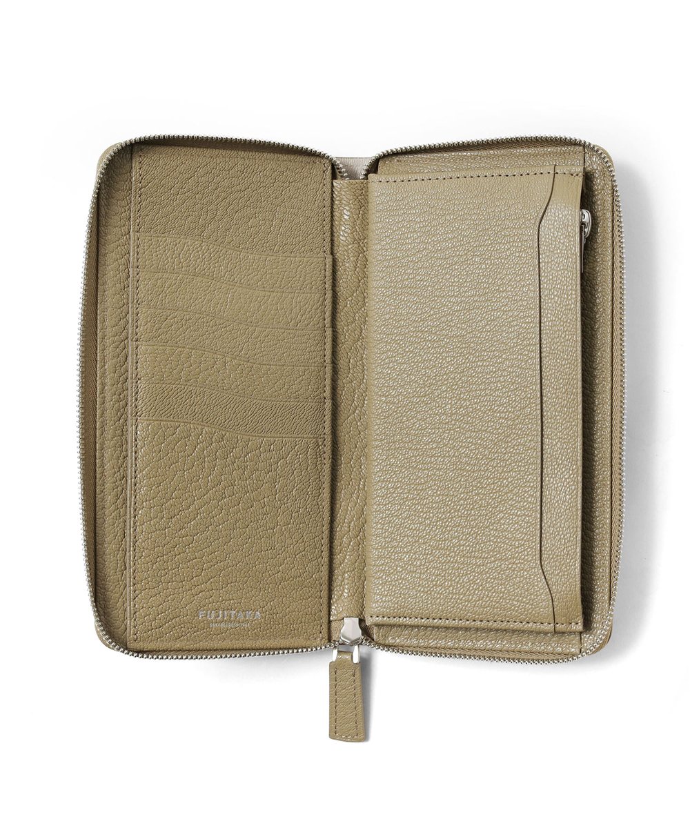 フジタカ シェーブル ゴートレザー ラウンドファスナー長財布 カード段6