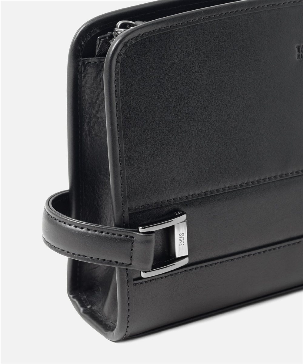 タケオキクチ ボルトン レザーメンズポーチ 27cm