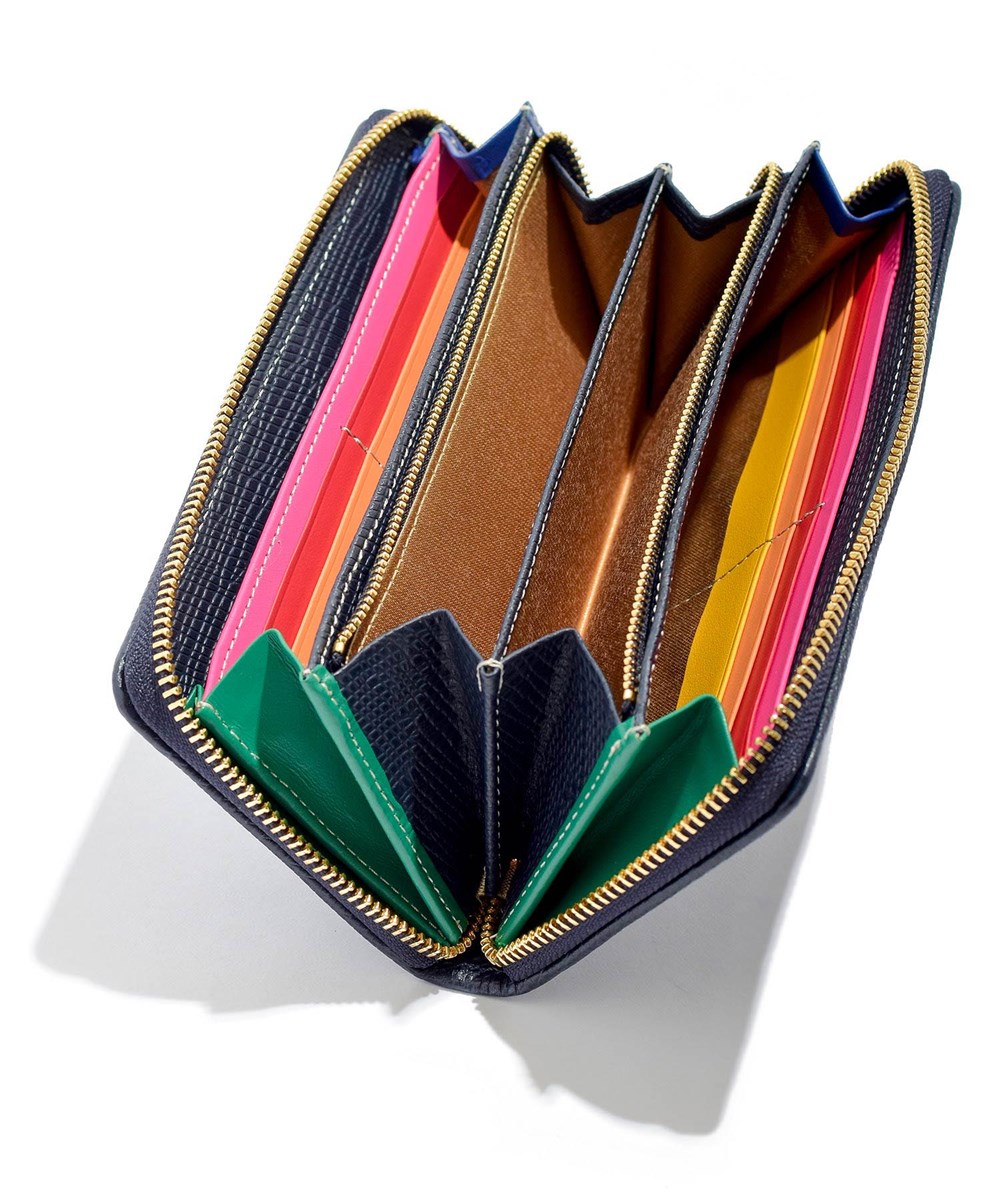 カステルバジャック レインボー ラウンドファスナー長財布 カード段13