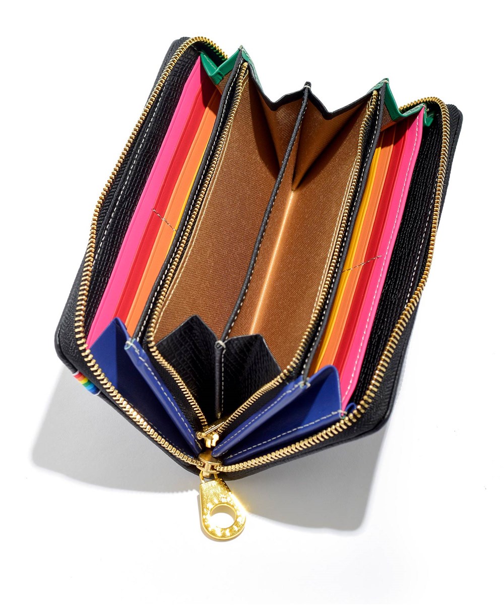 カステルバジャック レインボー ラウンドファスナー長財布 カード段13