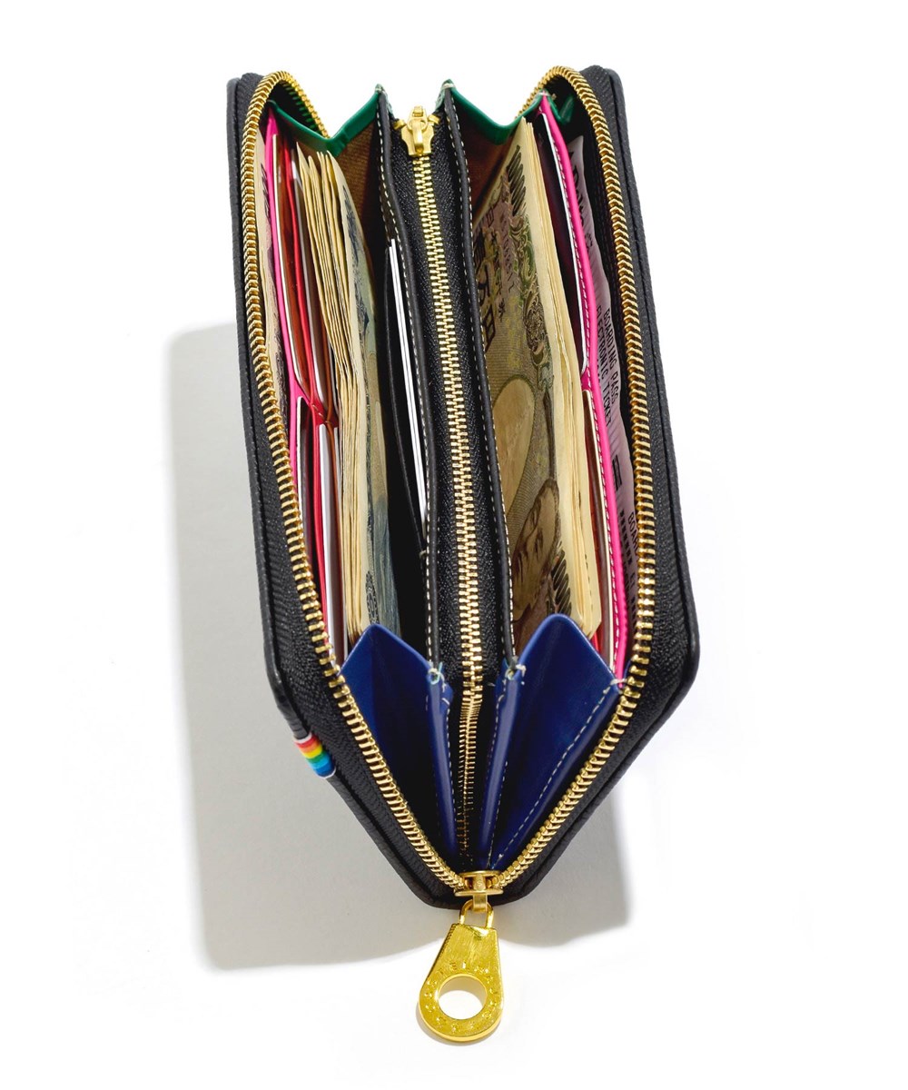カステルバジャック レインボー ラウンドファスナー長財布 カード段13