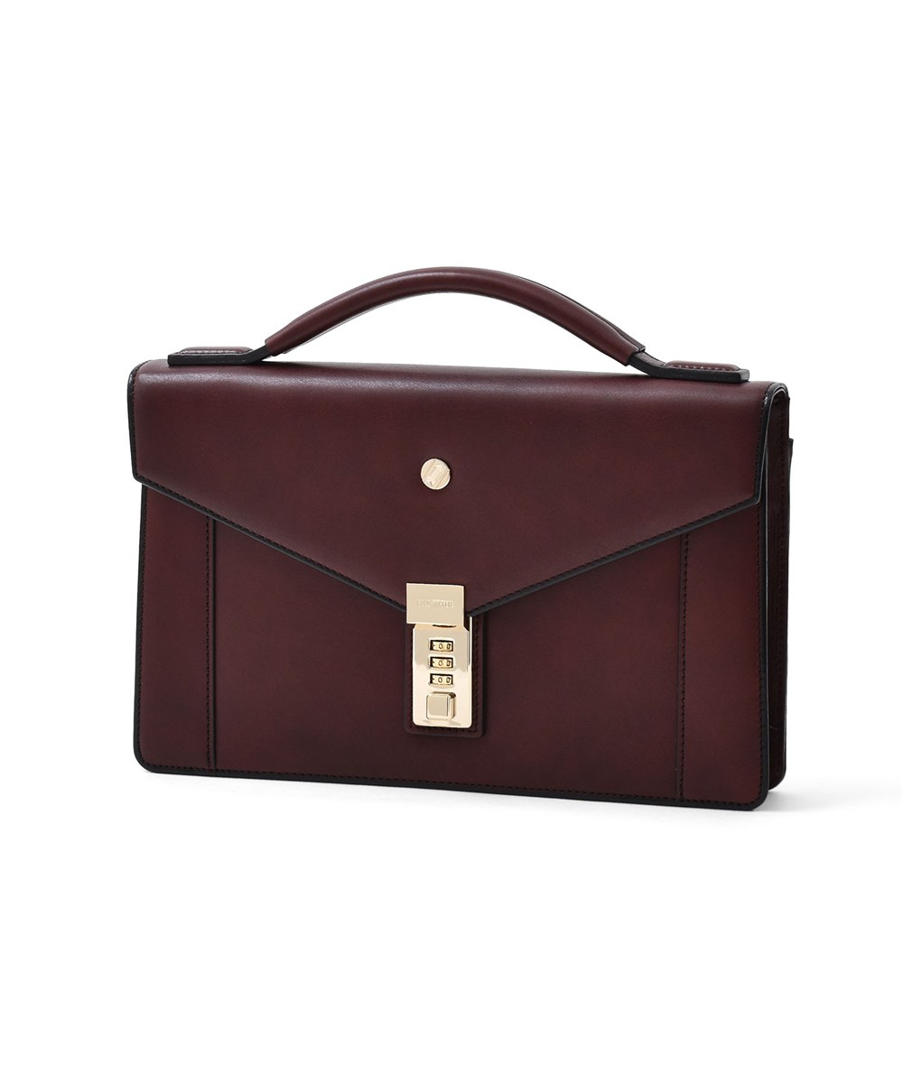 ゴールドファイル オックスフォード レザークラッチバッグ カブセ