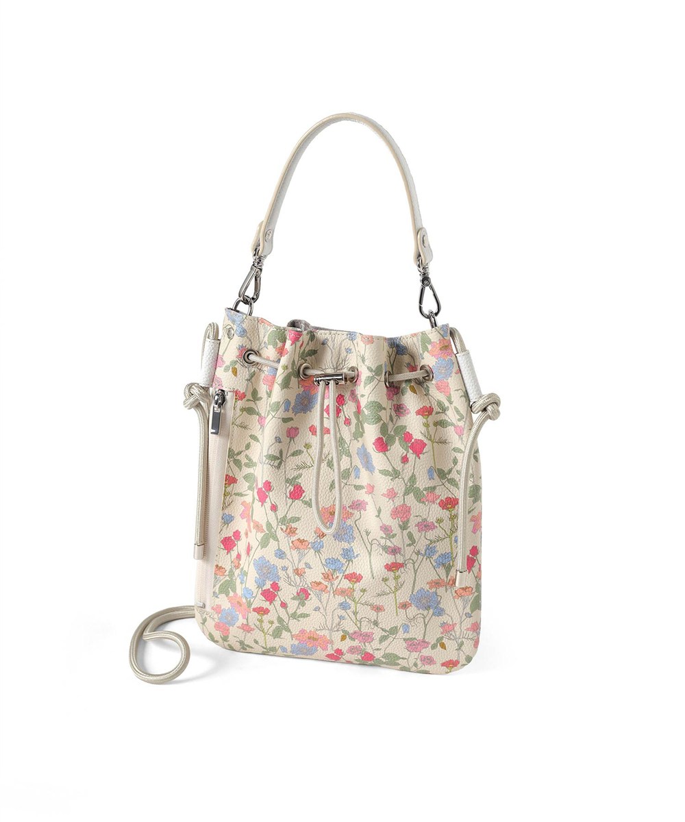 イズイット フラワーズ レザー巾着ショルダーバッグ 日比谷花壇コラボ