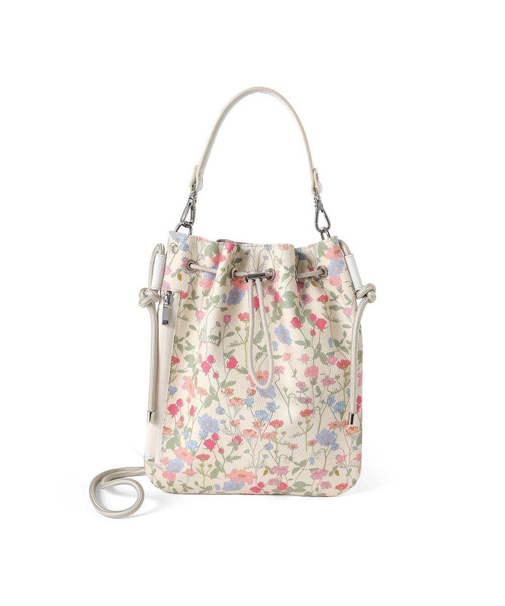 イズイット フラワーズ レザー巾着ショルダーバッグ 日比谷花壇コラボ