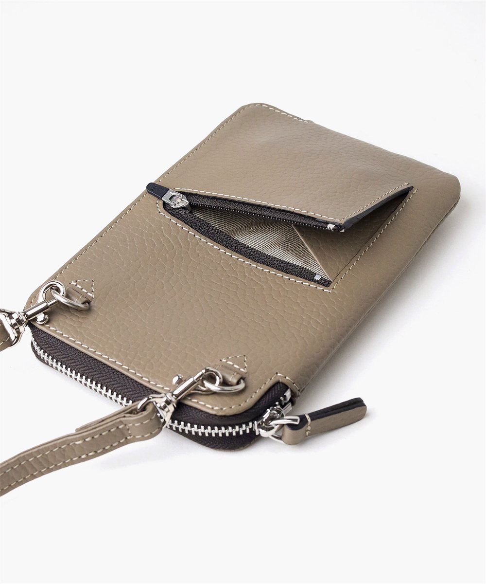 イズイット ボーノ レザースマホショルダーバッグ L字ファスナー