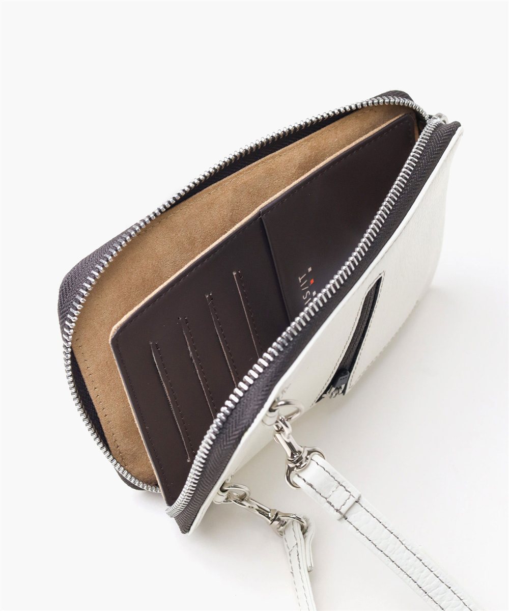 イズイット ボーノ レザースマホショルダーバッグ L字ファスナー