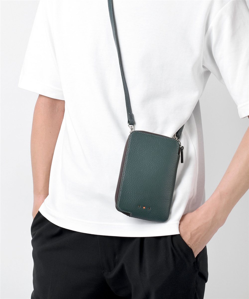 イズイット ボーノ レザースマホショルダーバッグ L字ファスナー