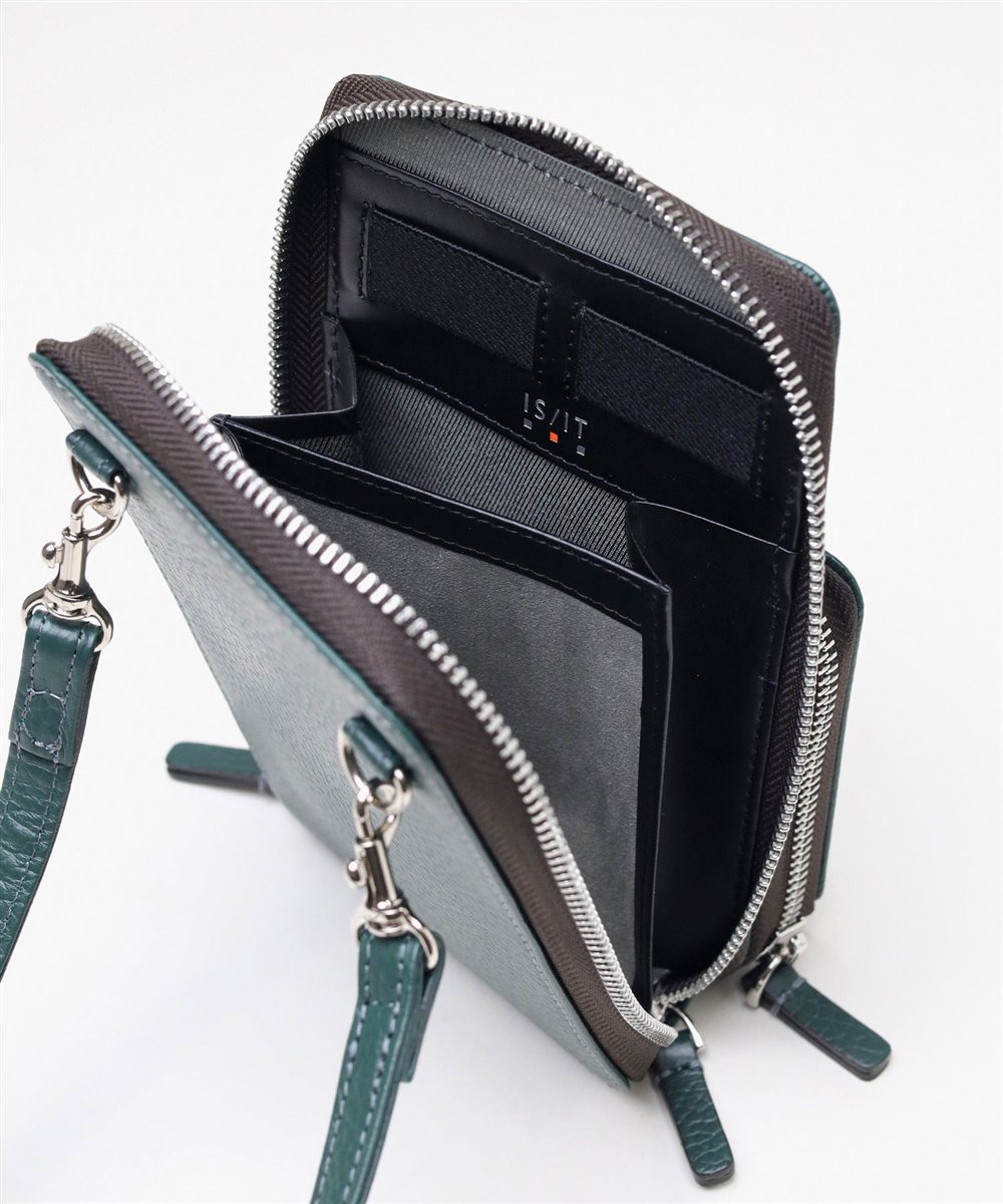 イズイット ボーノ レザースマホショルダーバッグ
