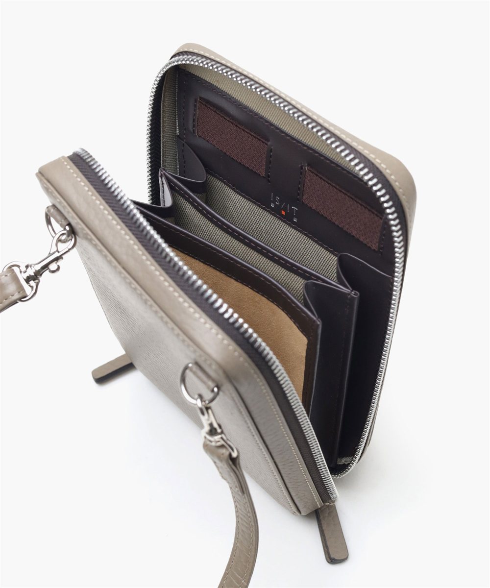 イズイット ボーノ レザースマホショルダーバッグ 厚マチ