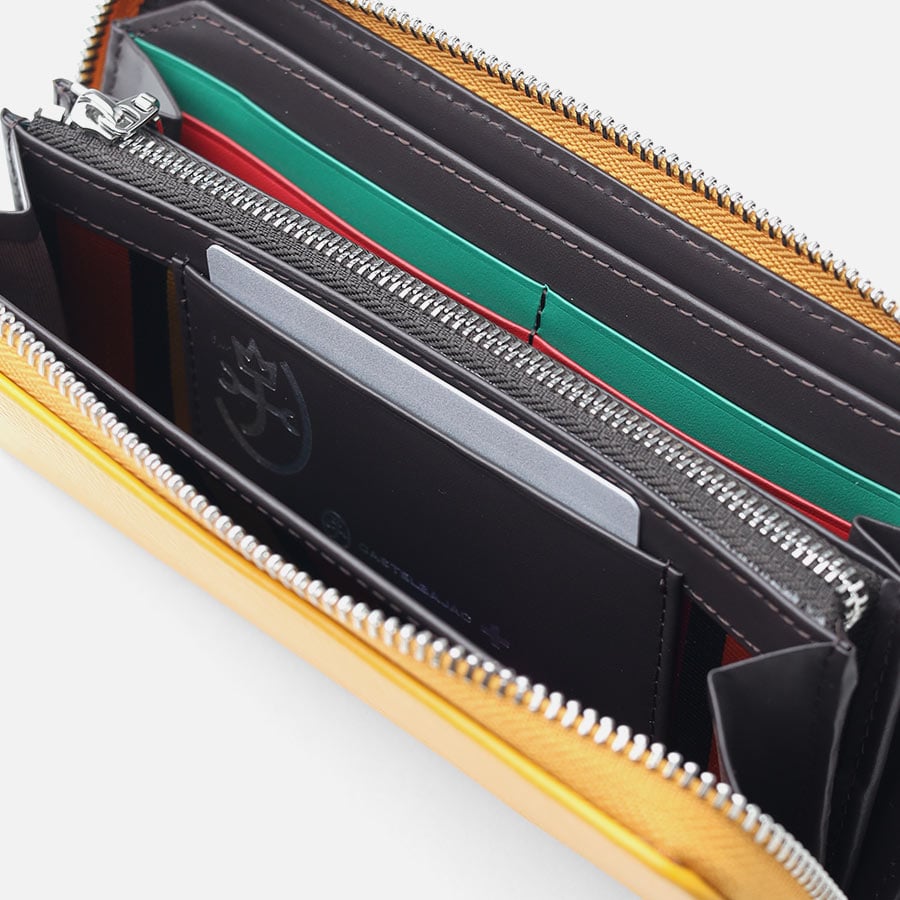 カステルバジャック プレス ラウンドファスナー長財布 カード段13