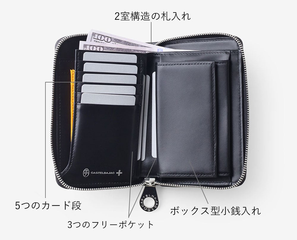 カステルバジャック ヴェルサ セミ長財布 カード段5