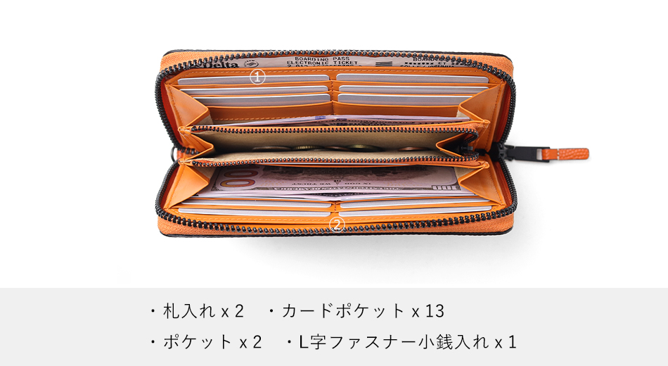 イズイット ダンク ラウンドファスナー長財布 カード段13