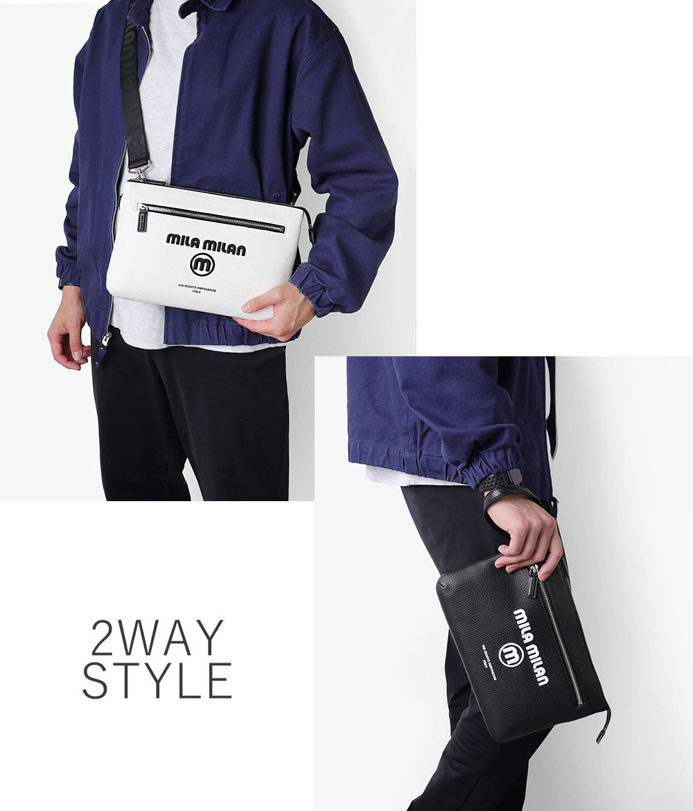 ミラ・ミラン ププリエ クラッチ兼用ショルダーバッグ B5 2WAY